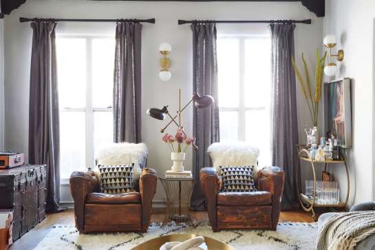 brady-tolbert-design_emily-henderson_living-room_eclectic_pavillion-grey_farrow-and-ball_brass-coffee-table_english-roll-arm_albini_masculine_traditional_west-elm_souk_flokati_leather_3